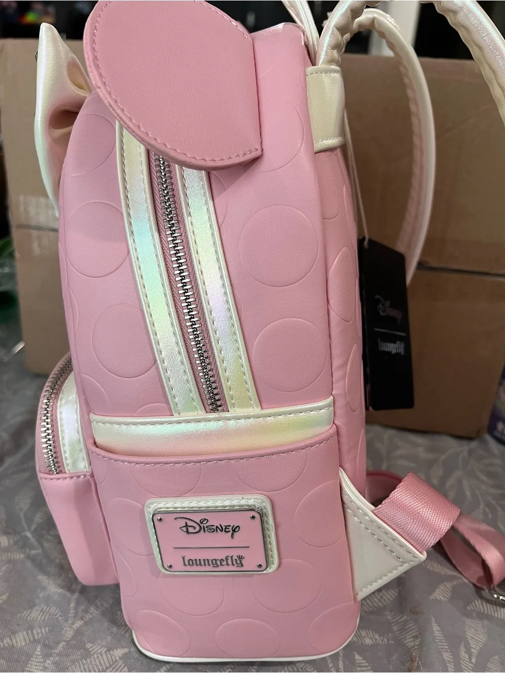 Loungefly Pink Kids Minnie Bow Backpack with Rhinestone Accent